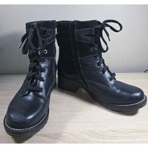 Dromedaris Kara Black Leather Lace Up Combat Boots EU 40 US 9 Made in Portugal